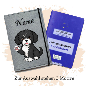 Impfpasshülle für die Hunderasse Bolonka Zwetna schwarz weiß